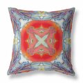 Homeroots 16 in. Geo Tribal Indoor & Outdoor Throw Pillow Muted Blue & Hot Orange 411709